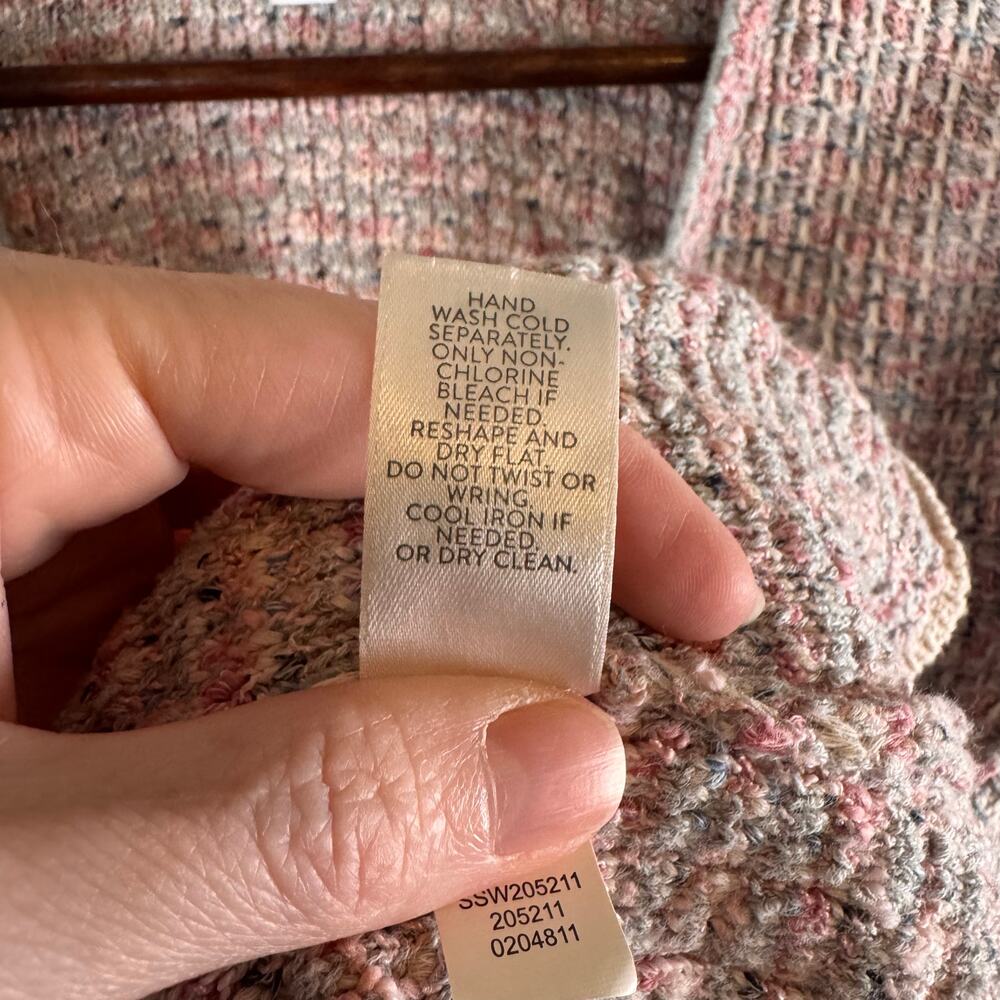 J.Jill Women’s L Cottagecore Cardigan Sweater Pink Cotton Blend Embroidered Boho - Picture 7 of 12